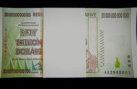TT PK 90 2008 ZIMBABWE 50 TRILLION RARELY OFFERED GEM PACK 100 SEQUENTIAL NOTES