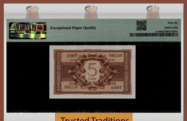 TT PK 31c 1944 ITALY BIGLIETTO di STATO 5 LIRE PMG 66 EPQ GEM UNCIRCULATED