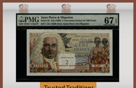 TT PK 32 1963 SAINT PIERRE & MIQUELON 2 NOUVEAU FRANCS PMG 67 EPQ SUPERB GEM UNC