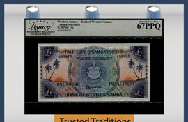 TT PK 14a 1963 WESTERN SAMOA 1 POUND LCG 67 PPQ SUPERB GEM NEW NONE FINER