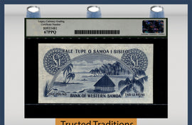 TT PK 14a 1963 WESTERN SAMOA 1 POUND LCG 67 PPQ SUPERB GEM NEW NONE FINER