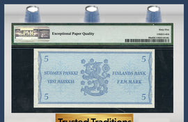 TT PK 0099a 1963 FINLAND 5 MARKKAA PMG 65 EPQ GEM POP ONE FINEST KNOWN!