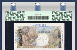 TT PK 0030s 1947-49 MARTINIQUE 50 FRANCS "D'ESNAMBUC" PCGS 65 PPQ GEM NONE FINER