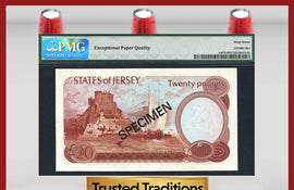TT PK 0014CS1 1978 JERSEY 20 POUNDS "QUEEN ELIZABETH II" "SPECIMEN" PMG 67 EPQ