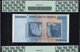 TT PK 0091 & PK 88 2008 ZIMBABWE 100 & 10 TRILLION SET OF 2 NOTES PCGS 69 PPQ