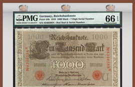 TT PK 0044b 1910 GERMANY 1000 MARK PMG 66 EPQ GEM UNCIRCULATED NONE FINER!