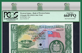 TT PK 0015ct 1963 WESTERN SAMOA 5 POUNDS "COLOR TRIAL" PCGS 66 PPQ GEM NEW!