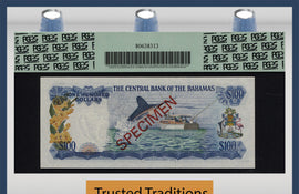 TT PK 0041as 1974 BAHAMAS $100 "ELIZABETH II" SPECIMEN PCGS 67 PPQ SUPERB TOP POP!