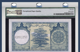 TT PK 0060s2 1952-63 LEBANON 100 LIVRES "SPECIMEN BANKNOTE" PMG 66 EPQ GEM POP ONE