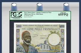 TT PK 0204Bj 1960s WEST AFRICAN STATES 5000 FRANCS PCGS 65 PPQ GEM NEW!