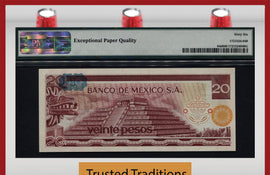 TT PK 0064d 1977 MEXICO - BANCO DE MEXICO 20 PESOS PMG 66 EPQ GEM UNC POP SEVEN!