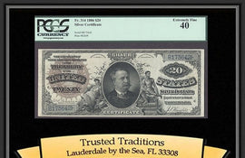 TT FR 0314 1886 $20 SILVER CERTIFICATE LARGE BROWN DIAMOND BACK RARE PCGS 40