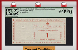 TT PK M0005 1941 GREENLAND 1 SKILLING MILITARY ISSUE PCGS 66 PPQ POP 1 FINEST KNOWN