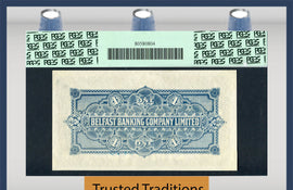TT PK 0126b 1939-40 NORTHERN IRELAND BELFAST BANKING 1 POUND PCGS 67 PPQ TOP POP!