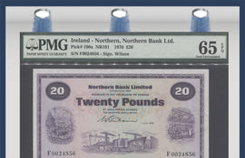 TT PK 0190a 1970 IRELAND - NORTHERN 20 POUNDS SCARCE PMG 65 EPQ GEM FINEST KNOWN