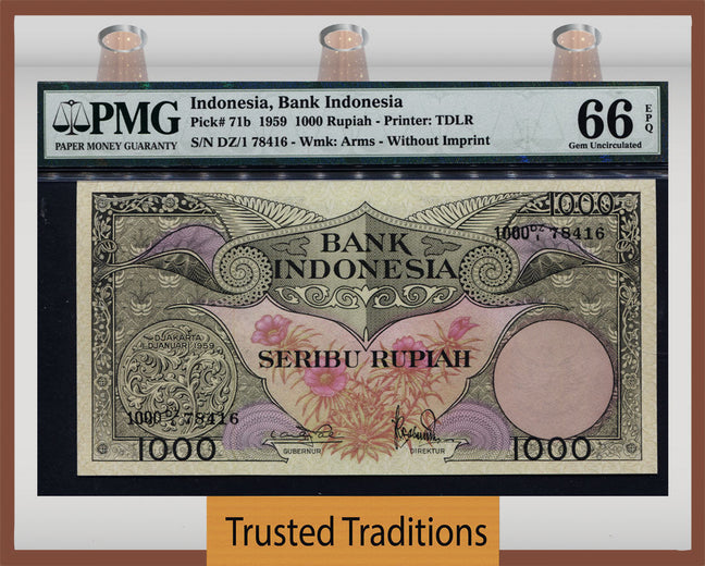 TT PK 0071b 1959 INDONESIA 1,000 RUPIAH 