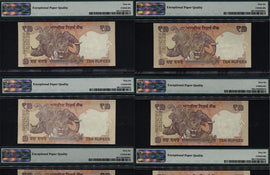 TT PK UNL 2013-16 INDIA 10 RUPEES SEQUENTIAL SACRED S/N 786001 THRU 786010 TEN PMG 66'S