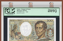 TT PK 0155a 1981-86 FRANCE 200 FRANCS PCGS 69 PPQ "ONE POINT AWAY FROM PERFECT!"