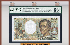 TT PK 0155a 1981-86 FRANCE 200 FRANCS PMG 68 EPQ SUPERB GEM NONE FINER!