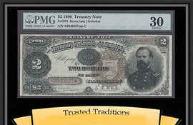 TT FR 0354 1890 $2 TREASURY NOTE SCARCE LARGE BROWN SEAL PMG 30 VERY FINE