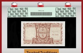 TT PK 0016s 1951 ITALIAN SOMALILAND 5 SOMALI SPECIMEN "LEOPARD" PCGS 65 PPQ GEM