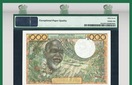 TT PK 0103Af 1959-65 WEST AFRICAN STATES / IVORY COAST 1000 FRANCS PMG 67 EPQ