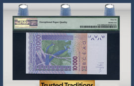 TT PK UNL10000a 2008-13 WEST AFRICAN STATES 10000 FRANCS "TAURACO" PMG 66 EPQ