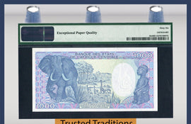 TT PK 0010c 1991 CONGO REPUBLIC 1000 FRANCS "ELEPHANT" PMG 66 EPQ ONLY TWO FINER