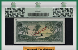 TT PK 0018ct 1967 WESTERN SAMOA 10 TALA "COLOR TRIAL" PCGS 66 PPQ GEM NEW!