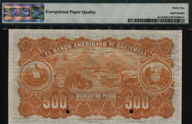TT PK S115s 1895-192 GUATEMALA 500 PESOS ABNCo SCARCE NOTE PMG 65 EPQ GEM UNC.