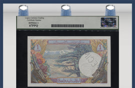 TT PK 48s 1950 LEBANON SPECIMEN 1 LIVRE LCG 67 PPQ SUPERB RARE & HIGHLY COVETED!