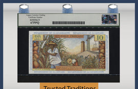 TT PK 8a 1964 FRENCH ANTILLES 10 FRANCS STUNNING LCG 67 PPQ SUPERB TIED AS BEST!