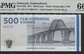 TT PK 68b 2011 DENMARK NATIONALBANK 500 KRONER PMG 66 EPQ GEM UNCIRCULATED!