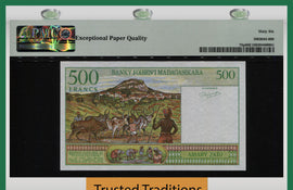 TT PK 75p 1994 MADAGASCAR 500 FRANCS = 100 ARIARY PMG 66Q GEM ONLY 1 CERTIFIED!