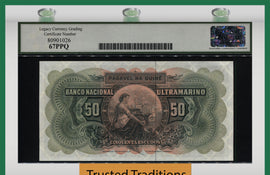 TT PK 40a 1964 PORTUGUESE GUINEA 50 ESCUDOS LCG 67 PPQ SUPERB GEM TIED AS BEST