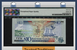 TT PK 0048a 2008 EAST CARIBBEAN STATES $10 "ELIZABETH II" PMG 67 EPQ NONE FINER!