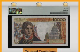 TT PK 136a 1955-56 FRANCE 10000 FRANCS NAPOLEON BONAPARTE PMG 58 CHOICE AU