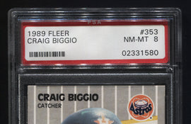 TT 1989 FLEER CRAIG BIGGIO CATCHER BEST PLAYER HOUSTON ASTROS PSA # 353 MT 8