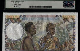 TT PK 43 1947-50 FRENCH WEST AFRICA 5000 FRANCS LCG 67 PPQ SUPERB GEM NEW