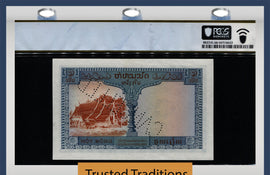 TT PK 100 1954 FRENCH INDO-CHINA SCARCE SPECIMEN 1 PIASTRE PCGS 66 PPQ GEM UNC.