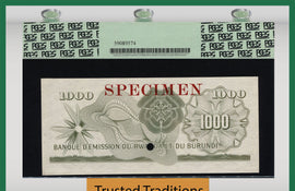 TT PK 7s 1960-62 RWANDA-BURUNDI 1000 FRANCS SPECIMEN PCGS 66 EPQ NONE FINER!