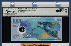 TT PK 31 2015 MALDIVES MONETARY AUTHORITY 1000 RUFIYAA LCG 66 PPQ GEM NEW