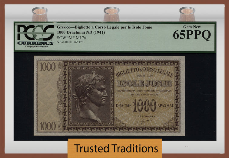 TT PK M0017a 1941 GREECE / IONIAN ISLANDS 1000 DRACHMAI