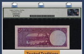 TT PK 135 1930 TURKEY 1 LIRA BOLD COLORS LCG 67 PPQ SUPERB GEM NEW TIED AS BEST