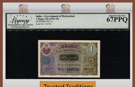 TT PK S271c 1941-45 INDIA 1 RUPEES SCARCE NOTE LCG 67 PPQ SUPERB FINEST KNOWN!