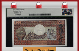 TT PK 1 1974 CENTRAL AFRICAN REPUBLIC 500 FRANCS PCGS 67 PPQ SUPERB 1ST ISSUED