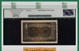 TT PK S272f 1950 INDIA 1 RUPEE SCARCE LCG 65 PPQ NONE FINER 2 OF 2 SEQUENTIAL #