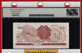 TT PK 4a 1960 RWANDA-BURUNDI 50 FRANCS RARE LIONESS LCG 66 PPQ GEM TEID AS BEST!