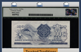TT PK 5a 1960-62 RWANDA-BURUNDI 100 FRANCS ZEBU LCG 66 PPQ GEM NEW TIED AS BEST!