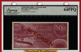 TT PK 95s 1946 NETHERLANDS INDIES 500 GULDEN SCARCE SPECIMEN LCG 64 PPQ